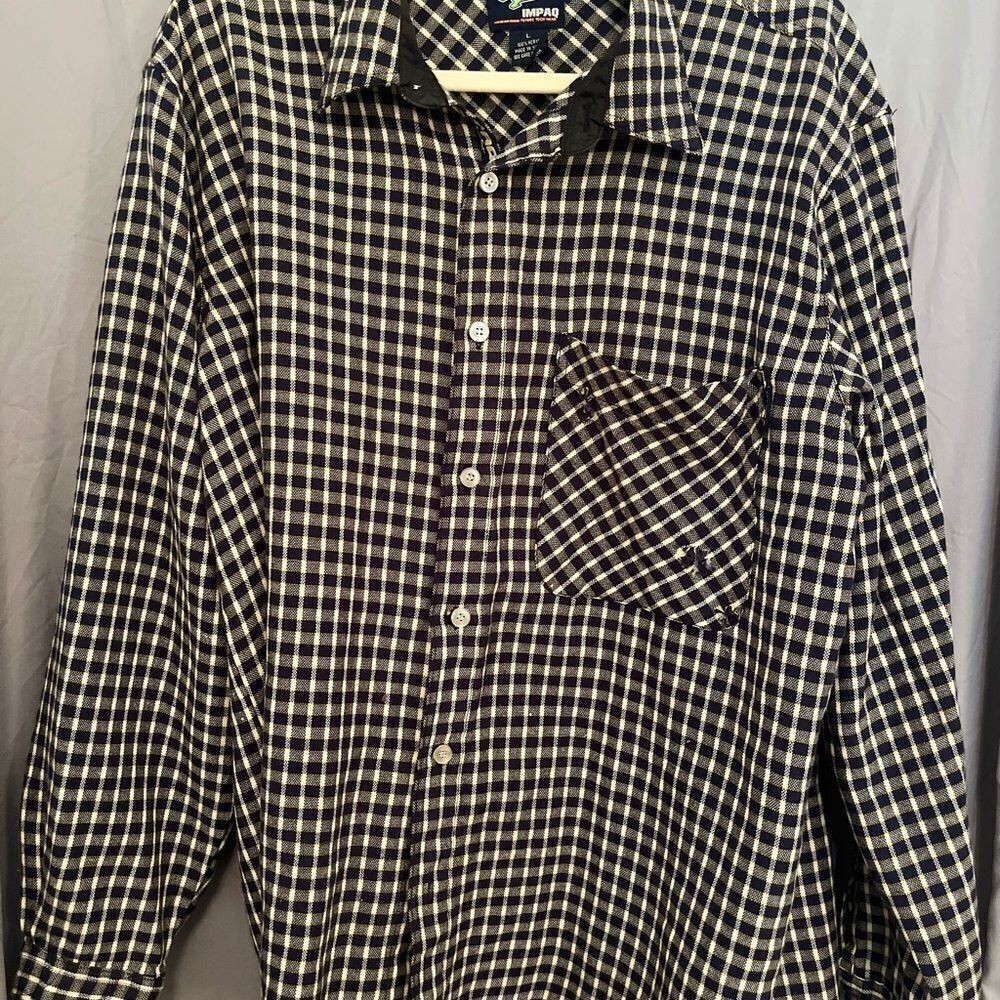 Plaid Black and White Casual Button Down Shirt